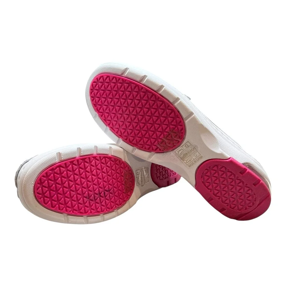 MaxMuxun White Pink Flat Anti-Skid Breathable Medical Nurse Shoes Women's Size 8